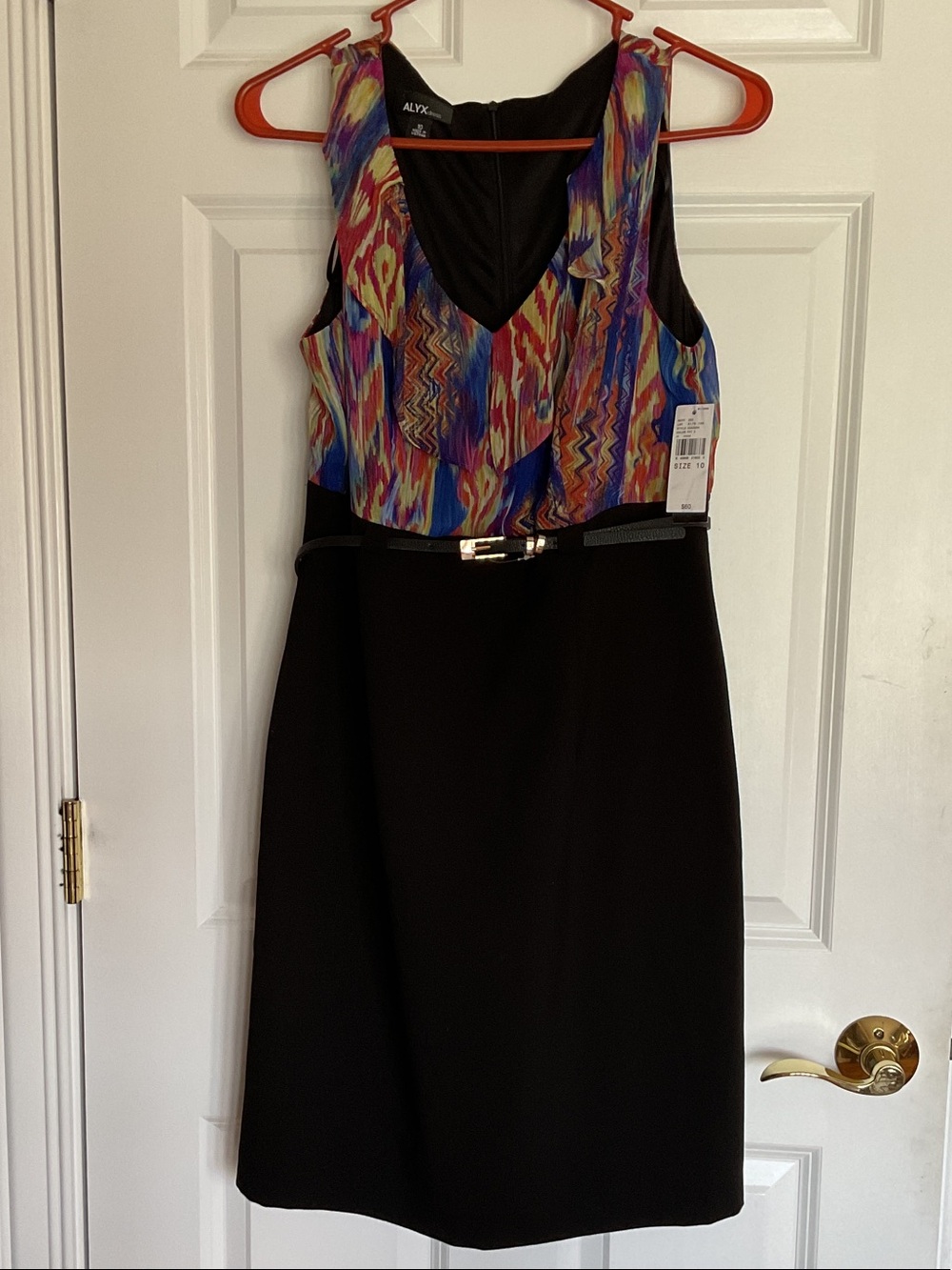 Alyx Black Midi Dress with Multicolor Printed Bodice